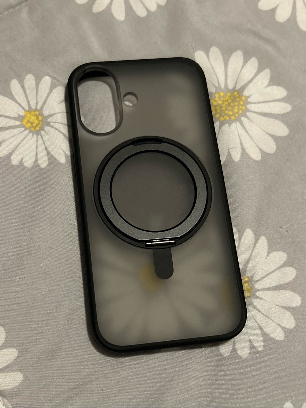 EUC Black Slim Ring Grip Phone Case with Matte Finish